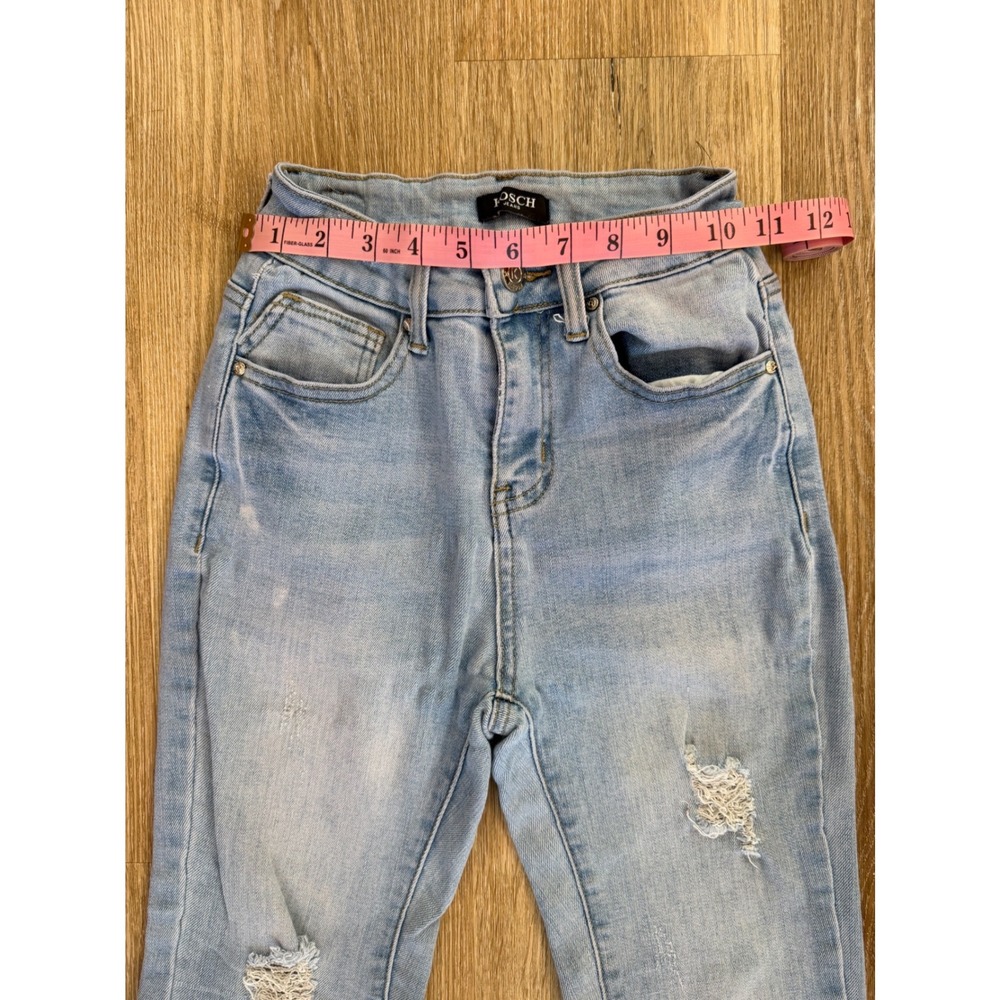 Kosch Flare Jeans Women 0 Light Wash Distressed High Rise Bell Bottom Denim Boho - Picture 5 of 11